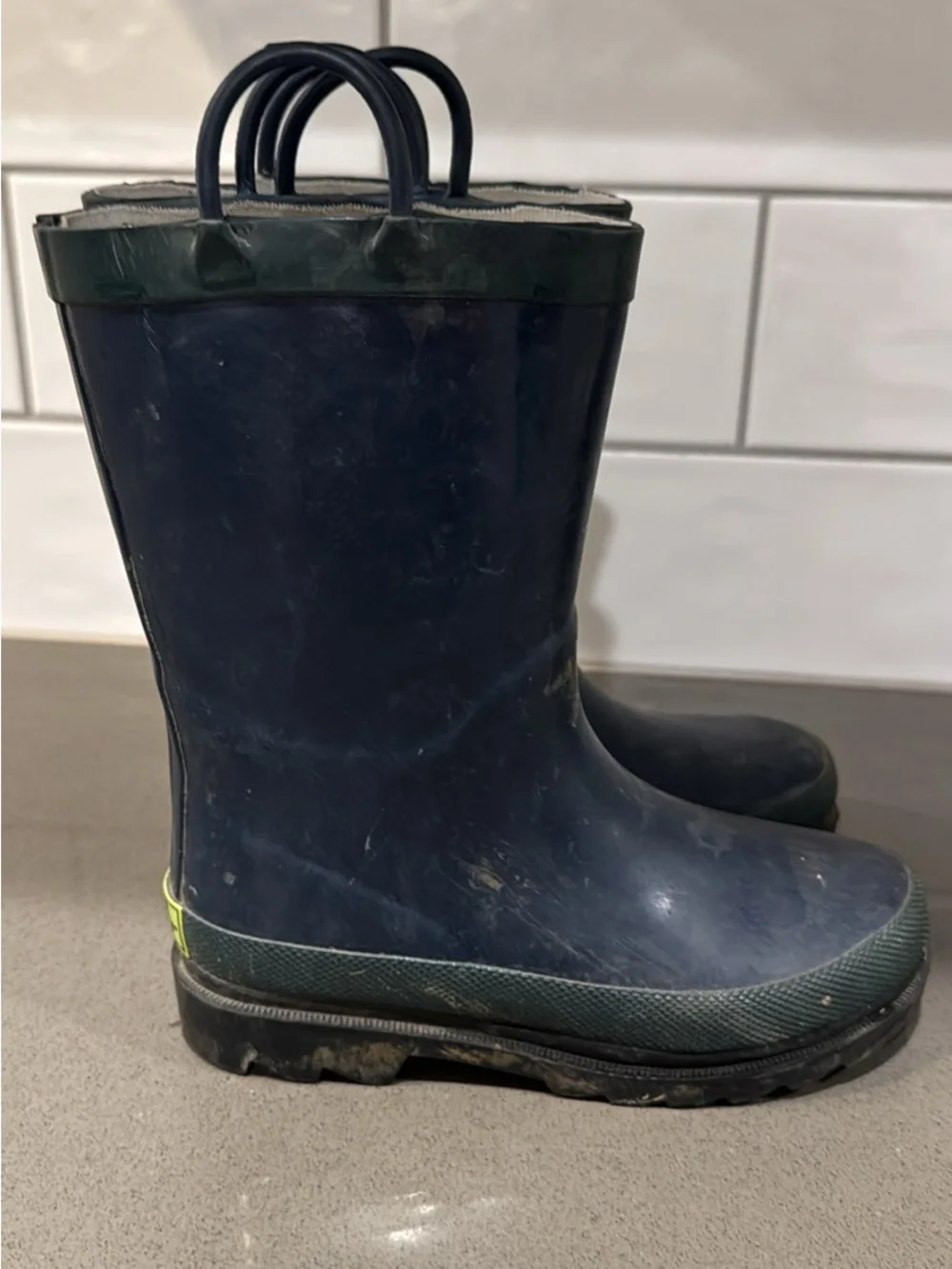 Western chief Kids Navy and Dark Green Waterproof Rain Boots size 11/12